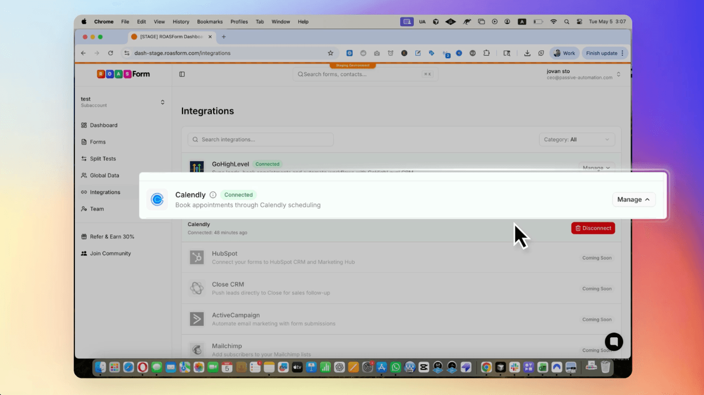 Calendly Integration is now live in ROASForm